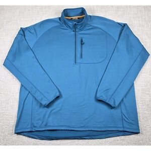 Orvis Pullover Mens XXL Blue Horseshoe Hills Quarter-Zip Jacket Pockets Outdoors